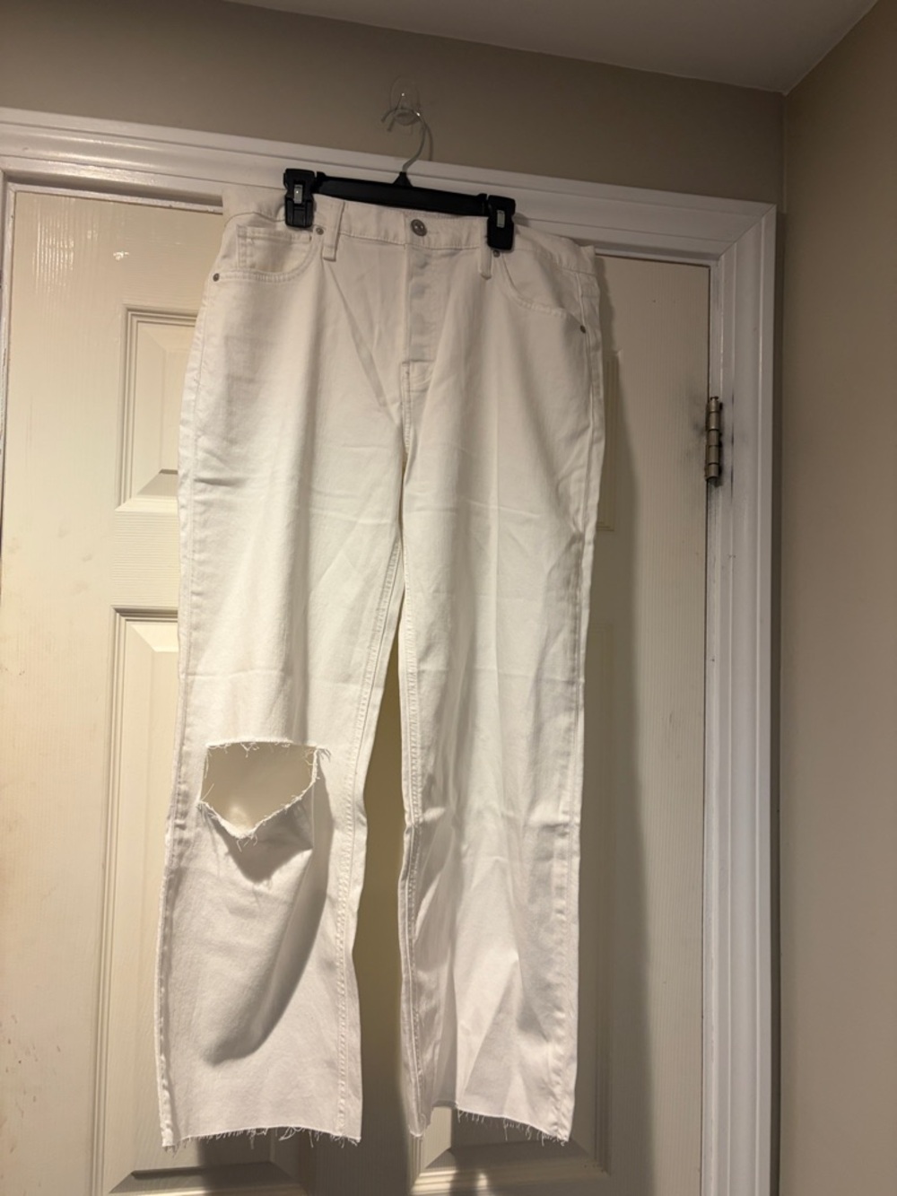 Hudson Jeans High Rise Wide Leg Crop Distressed Jeans in white 31